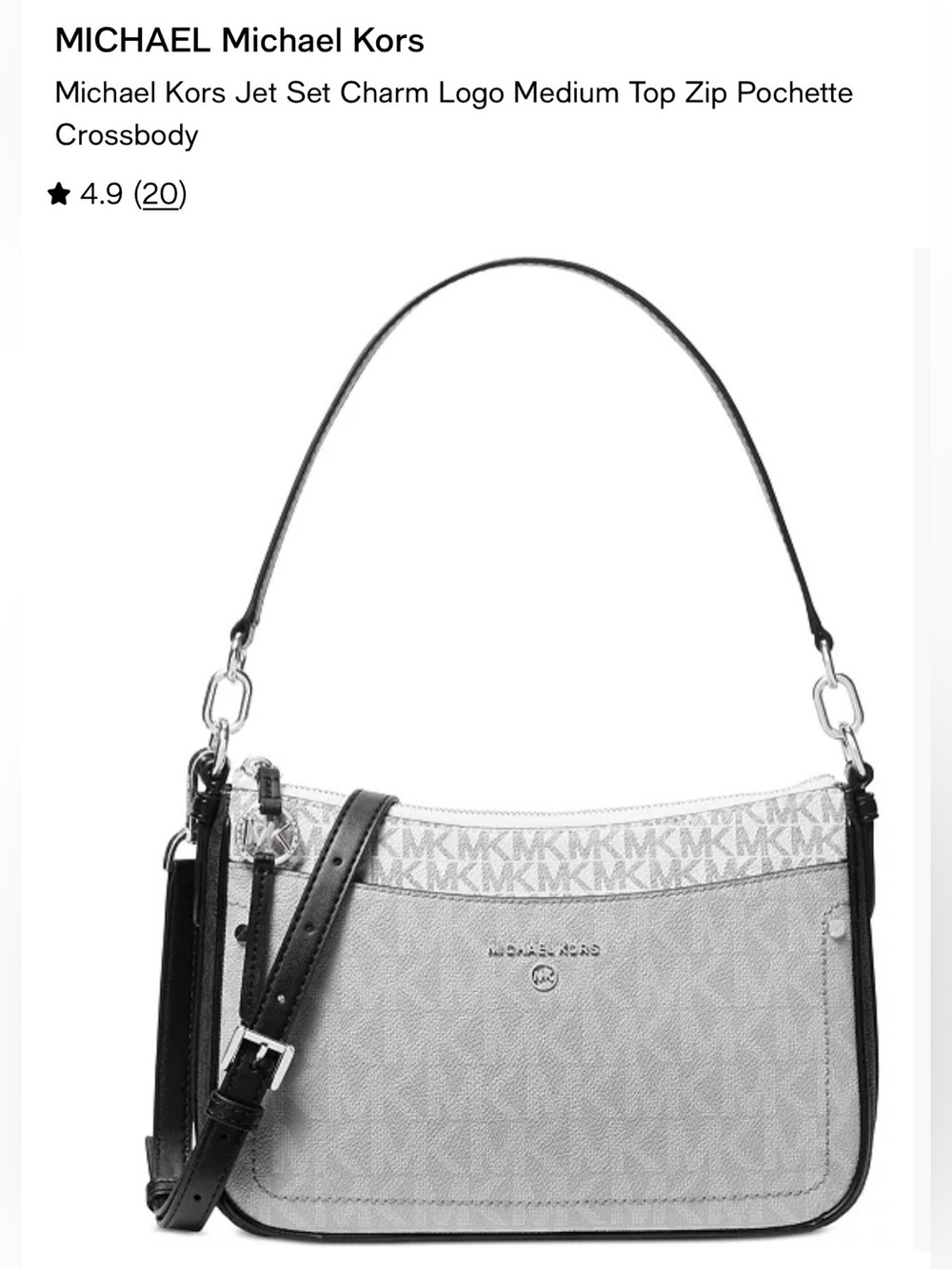 Michael Kors Jet Set Charm Logo Medium Top Zip Pochette Crossbody